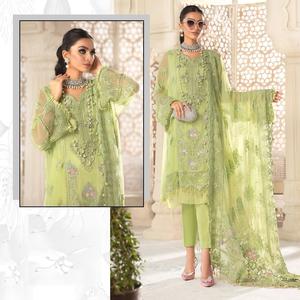 Nuevo traje paquistaní Georgette bordado con trabajo hecho a mano cosido Santoon inferior con bordado de organza Dupatta - Product Image 2