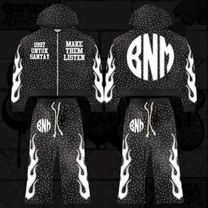 Survêtements en strass pour hommes VOTRE NOM DE MARQUE Survêtement évasé unisexe Broderie à capuche et pantalons ensembles délavés à l'acide - Product Image 5