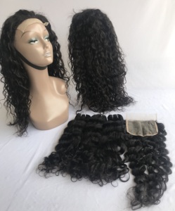 100% vente en gros cambodgien Remy cheveux naturels bouclés 300% haute densité vierge cuticule alignée perruque de cheveux 4x4 fermeture à lacet Transparent - Product Image 4