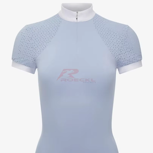Camisa de espectáculo de equitación para mujer, venta al por mayor, bordado personalizado, manga larga, ropa ecuestre transpirable, tela cómoda - Product Image 1