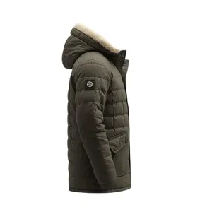 Chaqueta Acolchada Color Verde Oliva Oscuro con Forro de Sherpa para Invierno - Product Image 2