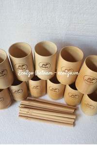 Ensemble de tasses en bambou avec pailles gravées au laser Logo personnalisé/tasses en fibre de bambou naturel faites à la main 100% à Eco2go Vietnam - Product Image 6