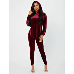 Vente en gros OEM ensemble de survêtement en velours coupe ajustée pour femmes hiver sweat à capuche pour femmes pantalon court strass grande taille design respirant - Product Image 1