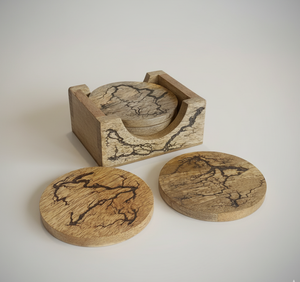 Ensemble de dessous-de-verre en bois fait main de qualité supérieure avec support |   Sous-verres en bois naturel |   Sous-verres en bois personnalisés avec logo pour bar, hôtel, cadeau - Product Image 1