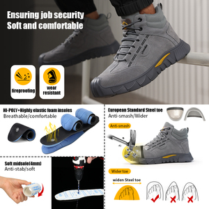 Lanoudun Leisure Series Sapatos De Segurança Faux Camurça e Fio De Aço Tecido Superior Anti-Punção Lazer Segurança Bota - Product Image 4