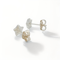 Pendientes de Plata de Ley 925 con Diseño de Estrella y Baño de Rodio, Estilo Clásico Español para Mujer, Joyería JJ BRAVO
