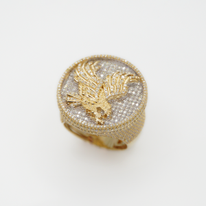 Bague d'engagement ou d'anniversaire pour homme en argent 925 plaqué rhodium avec moissanite sertie à griffes, motif aigle, pour le petit doigt, cadeau de champion - Product Image 1