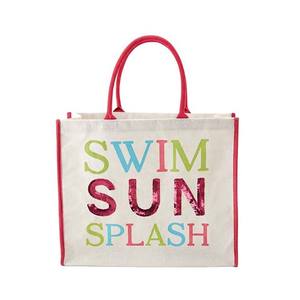 Sac à main d'épicerie de plage en toile de jute avec logo imprimé personnalisé de haute qualité Sac fourre-tout en jute réutilisable pour les courses - Product Image 1