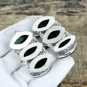 Green Labradorite Earrings 925 Sterling Silver Triple Drop Marquise Boho Earrings Handmade Jewelry Unique Gift - Product Image 2