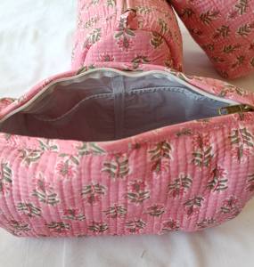 Medium Eco-Friendly Floral Pouch Cotton Cosmetic <b>Bag</b> <b>Waterproof</b> Wash <b>Bag</b> Zipper Hand Block Print Makeup Pouch Gifts for Her - Product Image 6