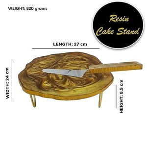 Soporte para Pastel Decorativo de Resina Epoxi Creativo Hecho a Mano con Patas de Metal, Elegante y Moderno Elevador de Postres para Fiestas, Mesa de Salón - Product Image 4