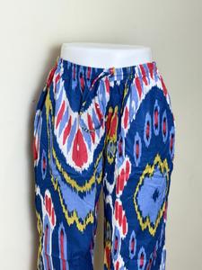 Pantalon de pyjama décontracté à motif géométrique Pantalon en coton abstrait bleu et rouge Comfort Fit Summer Lounge Bottoms Casual - Product Image 3