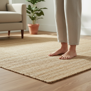 Tapis carré en jute naturel moderne fait à la main lavable écologique tissage plat salon chambre salle à manger haute durabilité naturel - Product Image 5