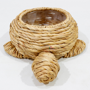 Panier de rangement naturel en forme d'animal jacinthe d'eau tortue avec doublure en plastique Organisateur écologique peu encombrant pour la décoration - Product Image 3