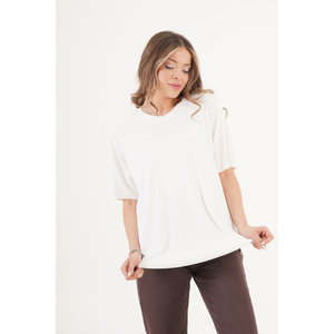 Camiseta Básica sin Costuras con Cuello en V para Mujer LUSTRIN, Camiseta Casual Blanca de Manga Corta Cómoda para Pedidos al por Mayor - Product Image 1