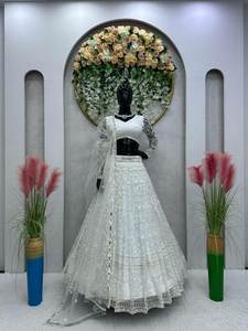 Contemporary Copper Color Bridal Lehenga Choli Set Banarasi <b>Silk</b> <b>Silk</b> Rayon Materials <b>Thread</b> Sequence Embroidery for Party Wear - Product Image 5