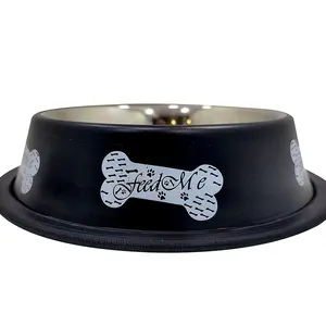 American style Pet Supplies Pet Bowls For Dog And Cat Wholesale Luxury Dog Bone Design Metal Steel Feeding Bowls Hot Sale