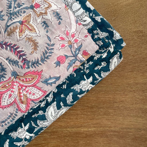 Tela de algodón con estampado tradicional Jaipuri, tejido de algodón con estampado de bloque de mano, tamaño de 60x60 cm - Product Image 2