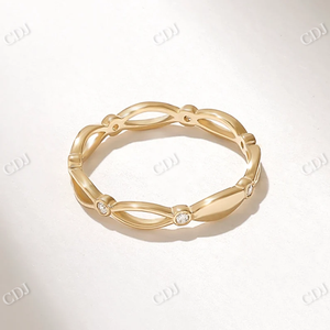 Anillo de Bodas Clásico Personalizado con Diamantes Engastados en Bisel, Oro Sólido de 10K, 14K, 18K para Mujer, Anillo de Diamantes Antiguo, Joyería Fina de Moda - Product Image 3