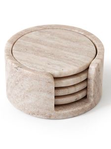 Elegant <b>Green</b> Marble Square <b>Coaster</b> Set with Gold Holder Premium Table Decor Modern Luxury Finish Piece - Product Image 5