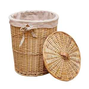 Cestas redondas de mimbre tejidas a mano con asas elegantes, duraderas y versátiles para lavandería, zapatos y uso doméstico - Product Image 1