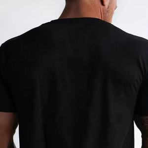 T-shirt d'entraînement respirant à manches 2024 pour homme, à bas prix, vêtements de sport, t-shirt de sport en coton noir - Product Image 3