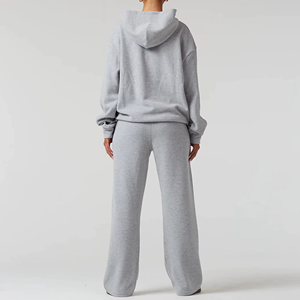 Conjunto de Sudadera Oversize y Pantalones Anchos de Felpa para Mujer, Chándal de Dos Piezas, Fabricante de Marca Privada - Product Image 4