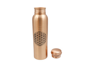 Botella de Agua de Cobre Puro con Acabado Martillado, Tapa de Rosca, Reutilizable para Viajes y Uso al Aire Libre, con Bolsa de Transporte - Product Image 4