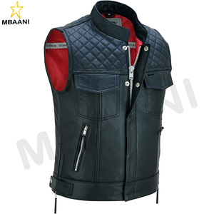 Gilet sans manches en cuir de qualité supérieure pour motocycliste, moto, motocross, motards - Product Image 4