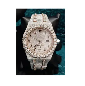 インドの輸出業者からの男性女性の記念日と誕生日の贈り物のためのプレミアム品質のモアッサナイトダイヤモンドがちりばめられた時計