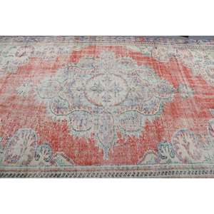 Turkish Rug, 6.8x10.9 ft Oversize Rug, <b>Red</b> Blue <b>Wool</b> Rug - Product Image 5