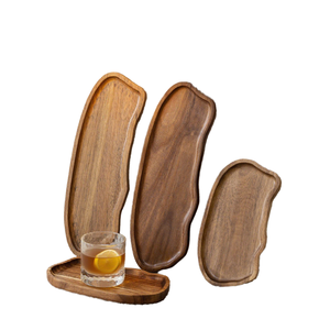 Plateau en bois d'acacia massif en gros pour servir des aliments, des collations, du thé, écologique, poli à la main, décoration d'intérieur en provenance d'Inde - Product Image 1