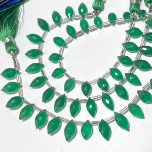 Perles Briolette en forme de grosse marquise à facettes en onyx vert, pierres précieuses naturelles pour fournitures de perles - Product Image 5