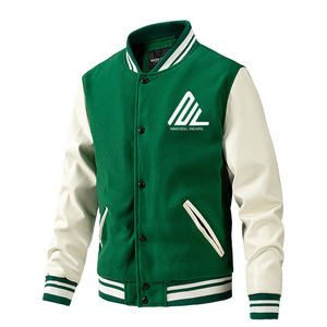 Streetwear personnalisé avant unisexe hommes en laine broderie Patch hiver polaire respirant écologique Bomber Letterman Varsity - Product Image 4