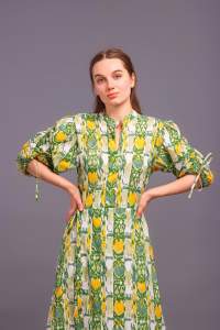 Vestido Maxi de Verano y Otoño para Mujer, Estilo Dulce, Cintura Natural, Algodón Voile Estampado a Mano en India, Ecológico, Estampado Floral Elegante - Product Image 4