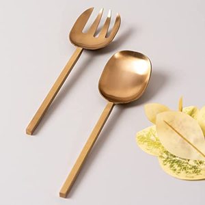 Cuillère à salade en métal avec poignée en laiton, outil de cuisine, vaisselle pour la cuisine - Product Image 2