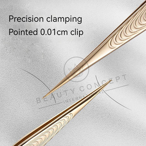 Pince à épiler d'extension de cils en acier inoxydable avec poignée en diamant doré avec logo personnalisé et emballage en boîte - Product Image 3