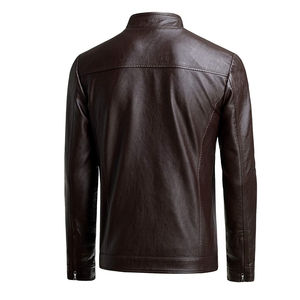 Chaqueta de cuero de alta calidad 100% para hombre, Estilo Vintage personalizado con el mejor material, ajuste holgado y cierre de cremallera con logotipo frontal - Product Image 3