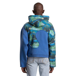 Sudadera con Capucha para Hombre, Estilo Casual, con Paneles Estampados, Felpa Francesa de Algodón, Sudadera Deportiva, Logotipo en Relieve, Invierno, Tinte Liso - Product Image 2