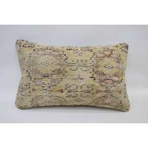 Motif Vintage Beige Laine Kantha Mosaïque 12x20 Pouces Paisley Lambrissé Raisin Patchwork Oreiller Tissé Technique - Product Image 1