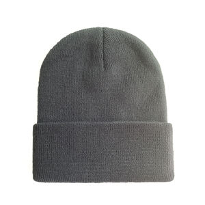 Automne et hiver chaud tricoté chapeaux unisexe simple manchette bonnet chapeau logo personnalisé couleur unie tricoté bonnet chapeaux 2026 - Product Image 5