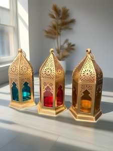 handmade Recycled Iron & Glass Lantern in many <b>colours</b>, Little Moroccan Lantern, Mini Glass Lantern, Moroccan Tealight Lantern - Product Image 3