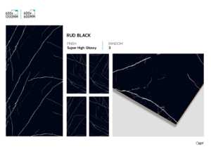 Carreaux en porcelaine super noir à haute brillance 600x1200mm, surface polie, pour projets d'intérieur haut de gamme - Product Image 3