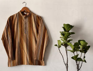 100% Cotton Full Sleeve Kurta Top for <b>Men</b> Lightweight Summer <b>Tunic</b> in Regular-Fit Beach Yoga Wear in Indian & Pakistani Style - Product Image 6