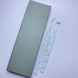 Jeu de pinces d'extension de cils de précision et d'isolation personnalisées outils en acier inoxydable avec poignée décorative en boîte - Product Image 1