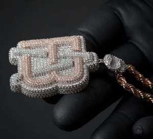 Colgante Personalizado con Nombre en Oro Amarillo de 18K con Moissanita, Chapado en Oro con Certificado GRA, Dijes de Hip Hop, Joyería - Product Image 2