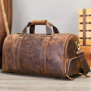 Sac de voyage en cuir véritable léger de couleur unie, design personnalisé OEM, sac de sport décontracté de luxe, fermeture éclair, faible MOQ, prix d'usine - Product Image 3
