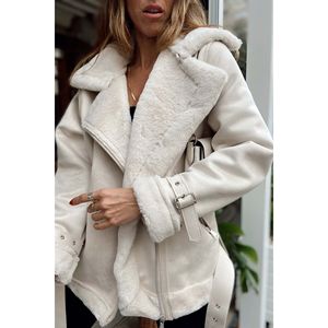 Cappotto in pelle scamosciata da donna con cinturino interno Chic - Product Image 5