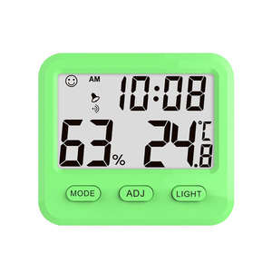 นาฬิกาปลุกเครื่องวัดอุณหภูมิแบบดิจิตอลพร้อมไฟพื้นหลัง LCD เครื่องวัดความชื้นสัมพัทธ์อุณหภูมิในร่มจอแสดงผลขนาดกะทัดรัดสำหรับโต๊ะและห้อง - Product Image 1