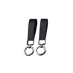 Porte-clés classique en cuir de couleur noire, prix d'usine, vente en gros, nouveau - Product Image 1